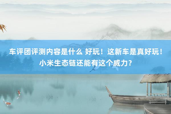 车评团评测内容是什么 好玩！这新车是真好玩！小米生态链还能有这个威力？